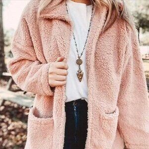 Z Supply | The Sherpa Teddy Bear Coat in Light Pink | Size L
